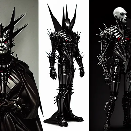 Prompt: avantgarde studio light mr sinister by rembrandt, prometheus movie still frame of biomimetic mr sinister, mcu nathaniel essex mr sinister by caravaggio, 3 d biocybernetic character sculpture by wayne barlowe, metal couture editorial dress by alexander mcqueen