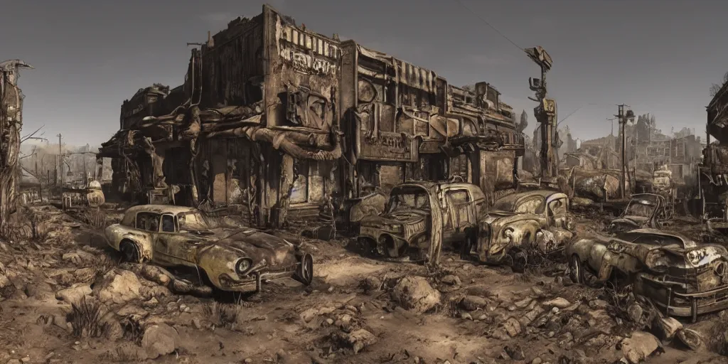 Image similar to fallout concept art capital wasteland render ultra unreal engine 5