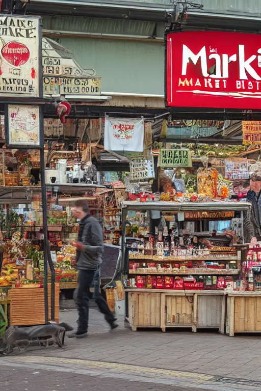 Prompt: Market by Klaus Bürgle and Imperial Boy;