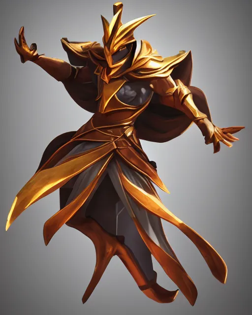 Prompt: stylistic render of Azir League of Legends epic dynamic pose