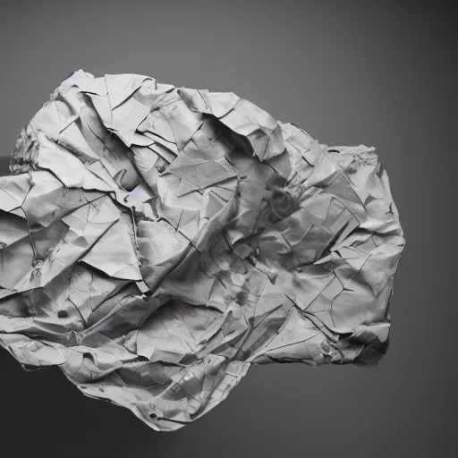 Image similar to photo of a crumpled up piece of rubbish, studio photo, photorealistic, volumetric lighting