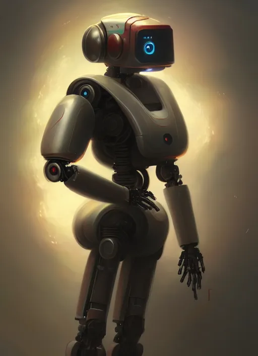 Image similar to a robot with a jetpack, diffuse lighting, fantasy, highly detailed, photorealistic, digital painting, artstation, illustration, concept art, smooth, sharp focus, in the style of tom bagshaw