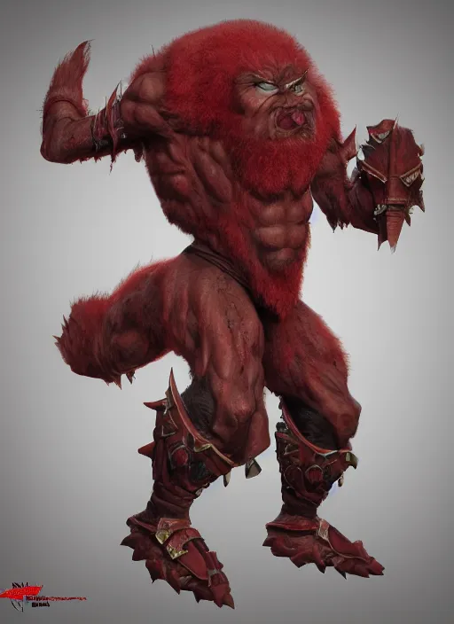 Image similar to а fantasy Proto-Slavic skinny red troll creature in armor inspired blizzard games, full body, detailed and realistic, 4k, trending on artstation, octane render