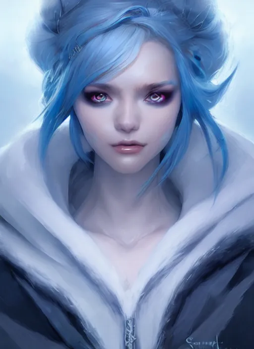 Image similar to character concept art of a ice sorceress, key visual, realistic shaded perfect face, fine details, dystopian environment and background, by stanley artgerm lau, wlop, rossdraws, james jean, andrei riabovitchev, marc simonetti, and sakimichan, trending on artstation