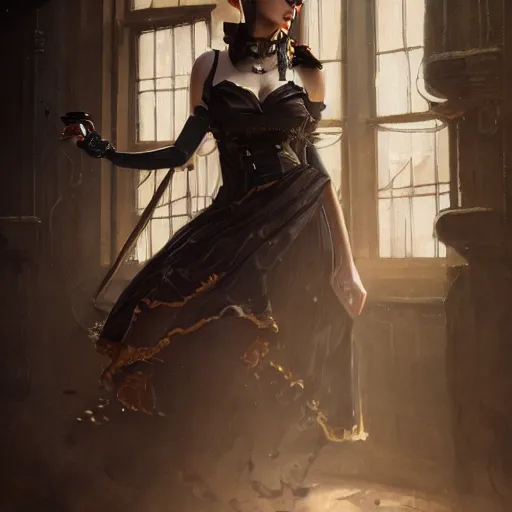 Prompt: a fancy photograph of an attractive women in a steampunk style half cut dress by greg rutkowski, sung choi, mitchell mohrhauser, maciej kuciara, johnson ting, maxim verehin, peter konig, 8 k photorealistic, cinematic lighting, hd, high details, dramatic, dark atmosphere, trending on artstation