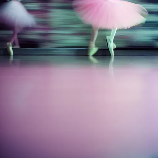 Image similar to ballet photography, motion blur, dreamy, pastel colors