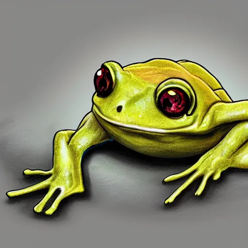 Prompt: Dandelion frog monster, semi realistic, anime art style, trending on art station