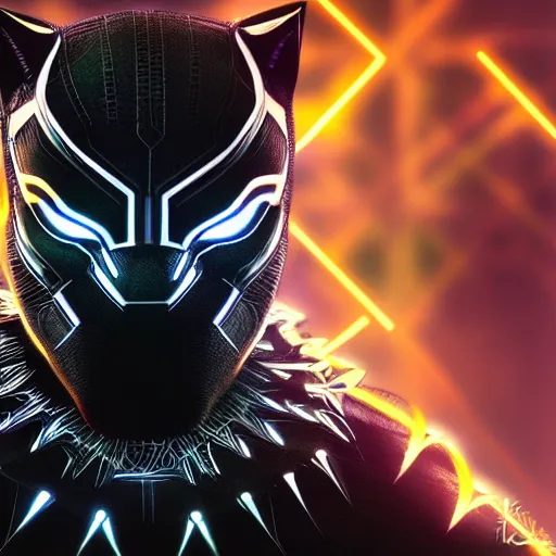 Prompt: Cyberpunk Black Panther, close up shot, neon, cyborg, futuristic, photorealistic, 8K,