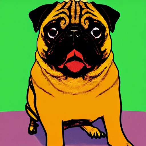 Prompt: digital illustration of a pug in an abstract style