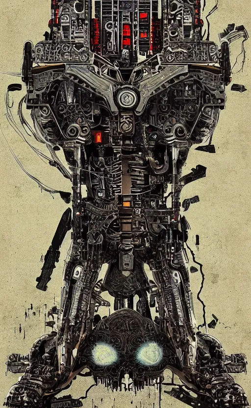 Image similar to anatomy of the terminator, robot, cyborg, t100, bloodborne diagrams, mystical, intricate ornamental tower floral flourishes, rule of thirds, technology meets fantasy, map, infographic, concept art, art station, style of wes anderson