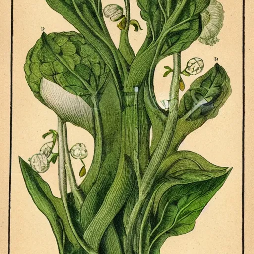 Prompt: ursine garlic, 1 9 th century nature illustration