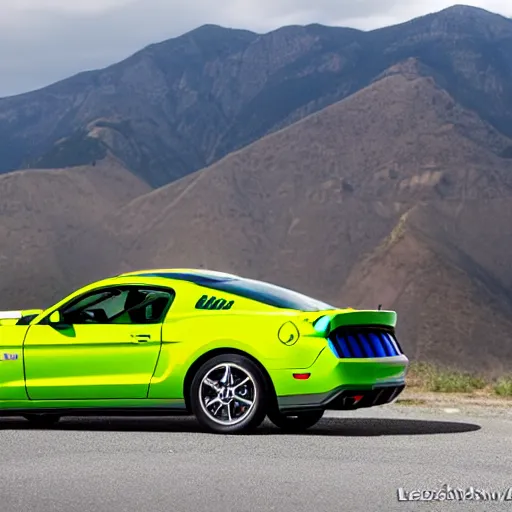 Prompt: luigi driving a ford mustang, automotive photography, luigi looking excited