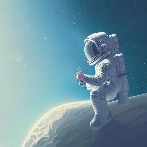 Image similar to a painting of an astronaut floating in space, poster art by mike winkelmann, behance contest winner, space art, sci - fi, poster art, 2 d game art