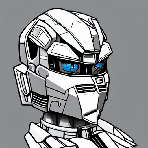 Image similar to gundam head, v - fin, highly detailed illustration, custom design, dribbble. com, by secondsyndicate studio,