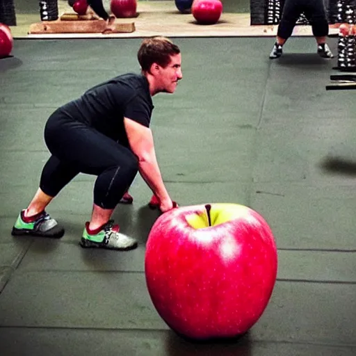 Image similar to an apple doing CrossFit