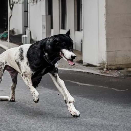 Image similar to photo of a giant dog destroying copenhagen