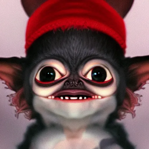 Image similar to very cute gizmo the mogwai gremlin in the movie gremlins ( 1 9 8 4 ), award winning creature portrait photography, extremely detailed, artstation, 8 k, sensual lighting, incredible art, wlop, artgerm