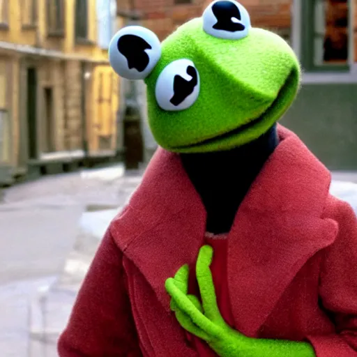 Prompt: Kermit the Frog, from Amelie (2001)
