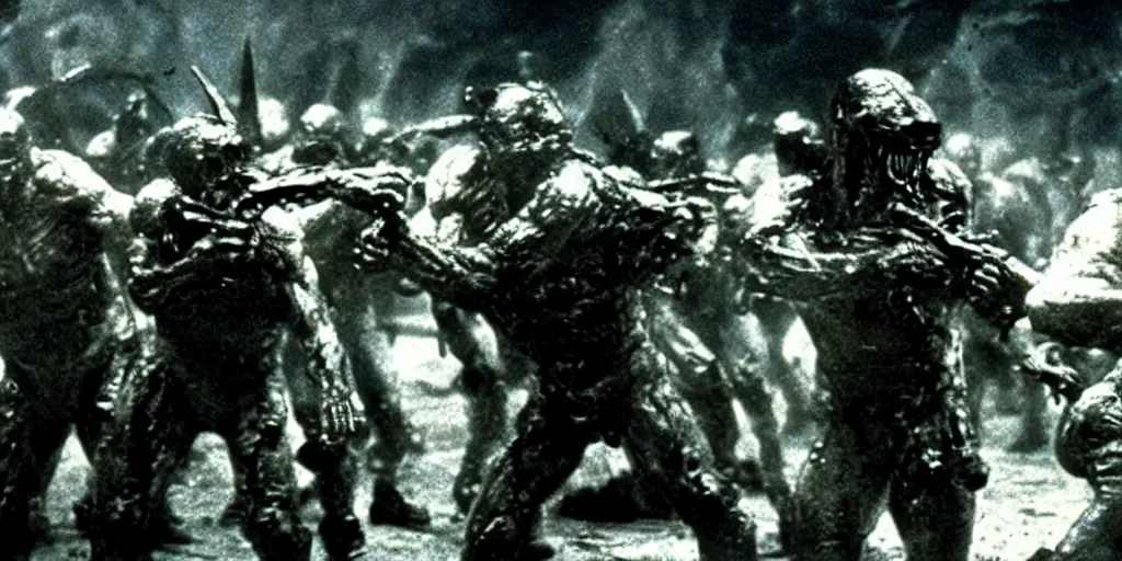 Image similar to film still, soldiers fighting monsters, from alien 2 ( 1 9 8 6 )