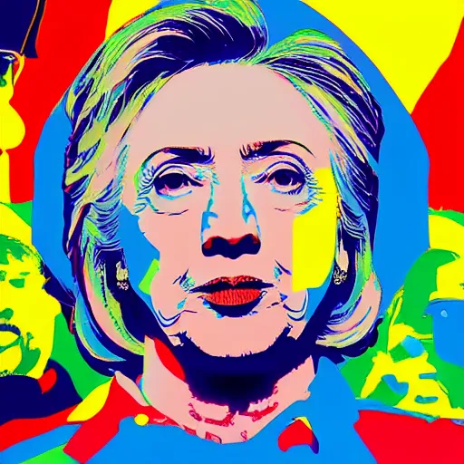 Image similar to brockhampton album cover featuring hillary clinton, high quality, detailed