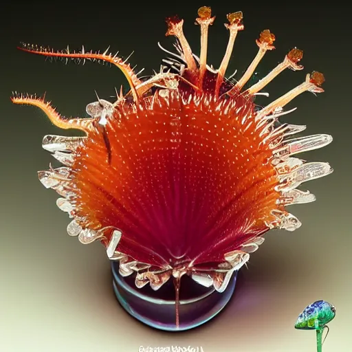 Image similar to venus flytrap made of crystal and gemstones