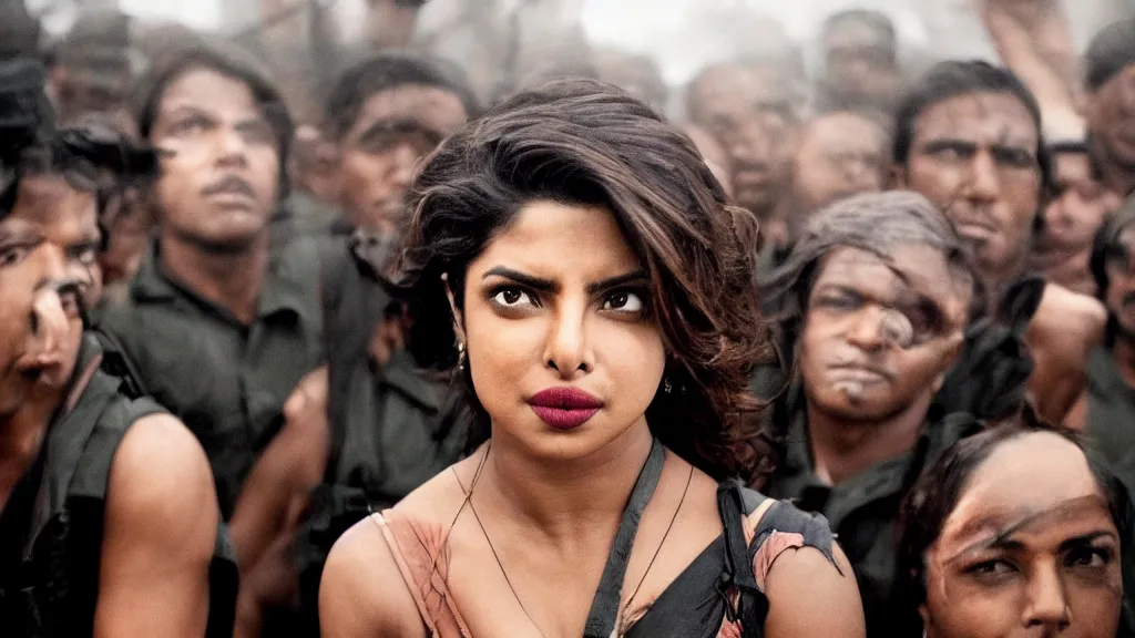 Prompt: A badass photo of priyanka chopra starring Films about the American National Revolution, hyper detailed, 50mm, award winning photography, perfect faces.