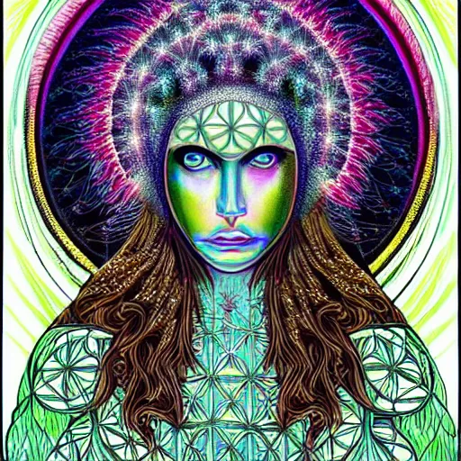 flower of life godess portrait in the style of Alex | Stable Diffusion ...