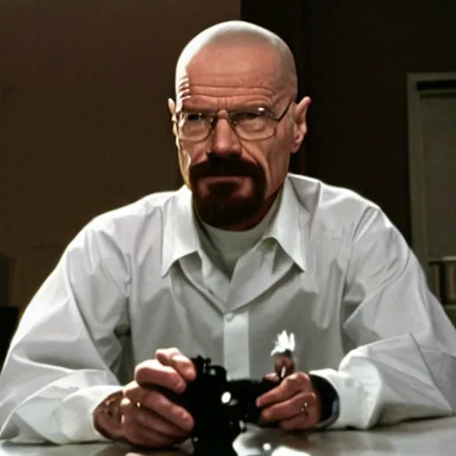 Prompt: A still of Walter White in Lost tv show