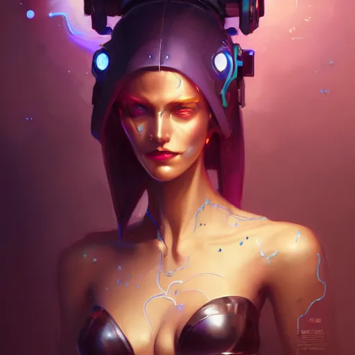 Image similar to a portrait of a beautiful cybernetic jinx, cyberpunk concept art by pete mohrbacher and wlop and artgerm and josan gonzales, digital art, highly detailed, intricate, sci-fi, sharp focus, Trending on Artstation HQ, deviantart, unreal engine 5, 4K UHD image