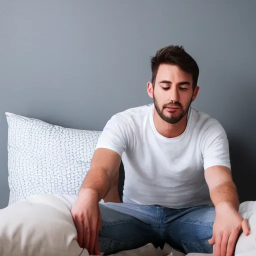 Image similar to man having bowl movement on own pillow