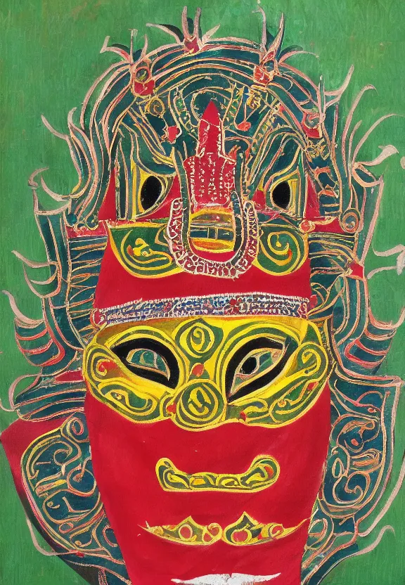 Prompt: sri lankan traditional mask, painting by david painter,