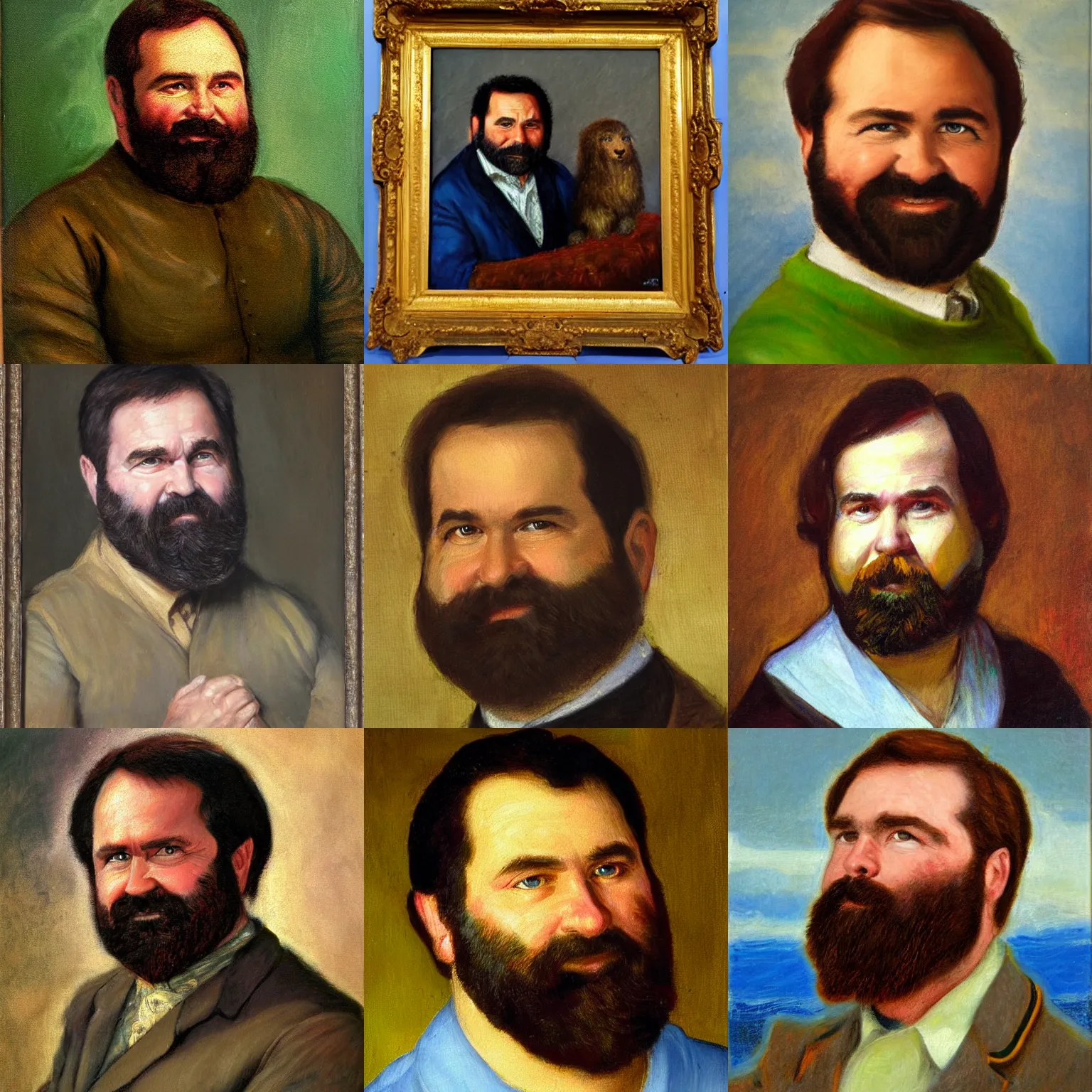 Prompt: portrait of billy mays, oil painting, classic art, in the style of arthur hughes, in the style of edward hornel