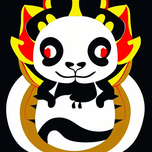 Image similar to vector art of welsh dragon and panda mixed, intercrossed, chimera, adobe illustrator