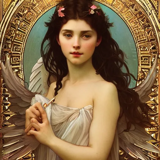 Prompt: Portrait of a beautiful young graceful female holy angel， full of details, matte painting, concept art, smooth, by Jordan Grimmer and alphonse mucha and WLOP，Soft light atmosphere，trending on cgsociety and artstation，8kHDR，light effect，rtx on，- H 768
