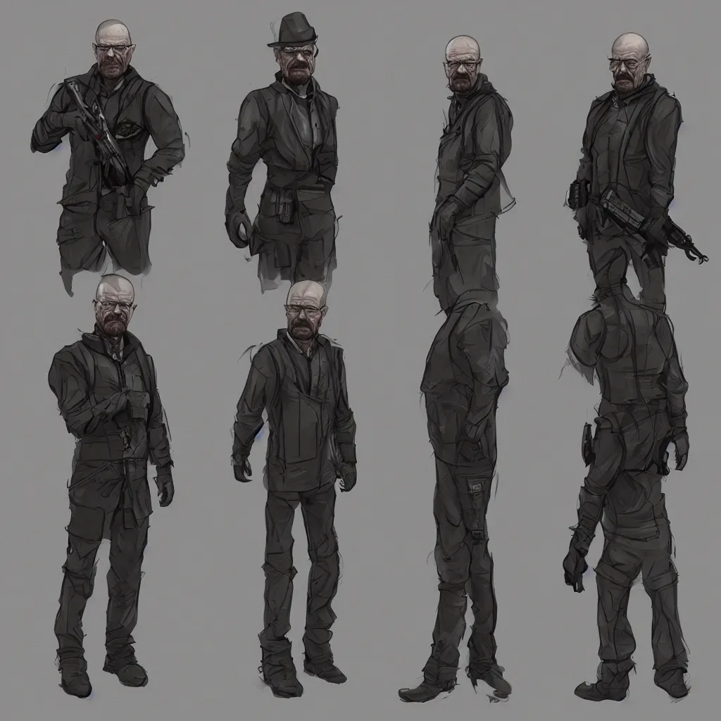 Prompt: walter white as a valorant agent, video game concept, concept art