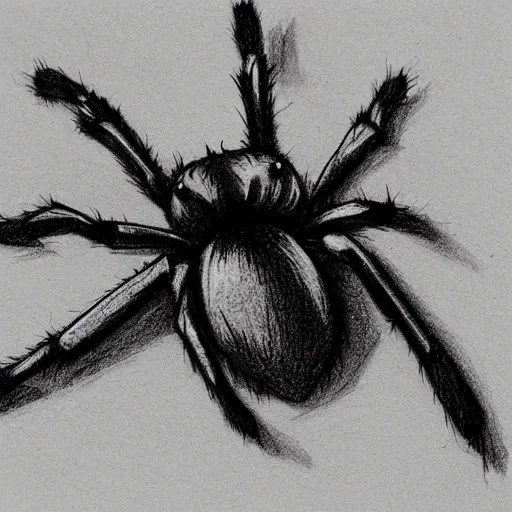 Prompt: spider, pencil sketch