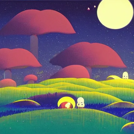 Prompt: night landscape by chiho aoshima