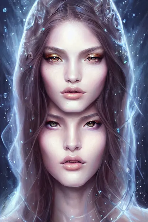 Image similar to a photorealistic painting of an attractive young girl, partially clothed in ethereal armor emitting psychic powers, beautiful bone structure, perfect eyes, intricate, elegant, highly detailed, hyper detailed, trending on tumblr, by artgerm, by loish, fantasy scene, fantasy aesthetic, trending on Artstation