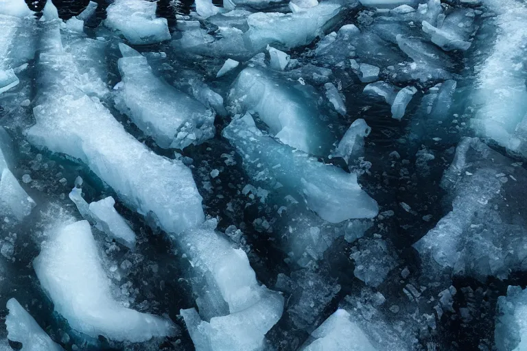 Image similar to vfx movie scene writhing ice leviathan closeup by emmanuel lubezki