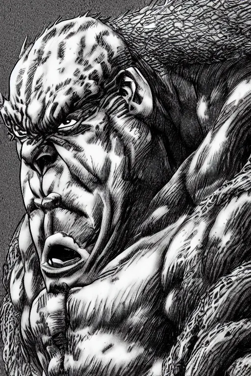 Image similar to hunched ogre, highly detailed, digital art, sharp focus, trending on art station, kentaro miura manga art style