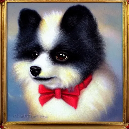 Image similar to anthromorphic fluffy pomeranian dog dressed in sailor suit, detailed 4 k oil painting