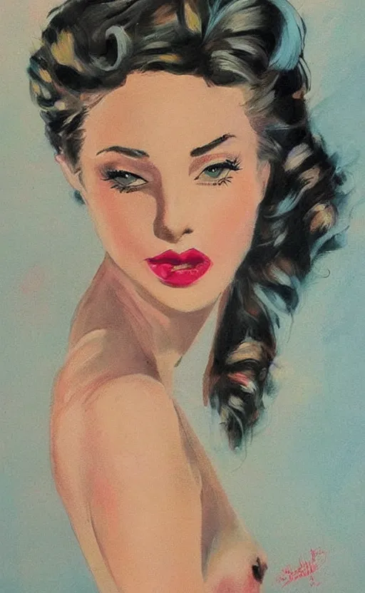 Image similar to beautiful pin up art of Sarah Chalk, tasteful, beautiful composition