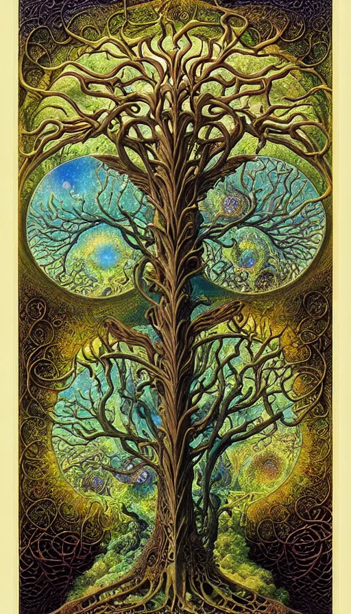 Image similar to tree of life by roger dean and andrew ferez, art forms of nature by ernst haeckel, divine chaos engine, symbolist, visionary, art nouveau, botanical fractal structures, organic, detailed, realistic, surreality