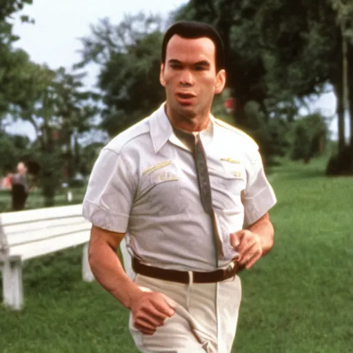 Image similar to john travolta as forrest gump