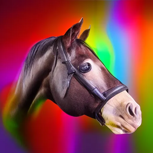 Prompt: epic professional studio photo horse shaped icecream colorful backlight