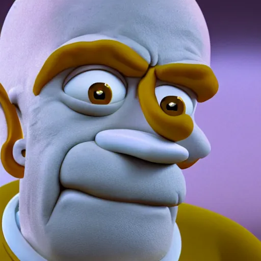 Image similar to homer simpson, realistic face, highly detailed eyes, highly detailed face, 8 k, hd, octane render, unreal engine, 3 d shading, subsurface scattering, limited concentration, iteration 1 0 0 0 0 0 0