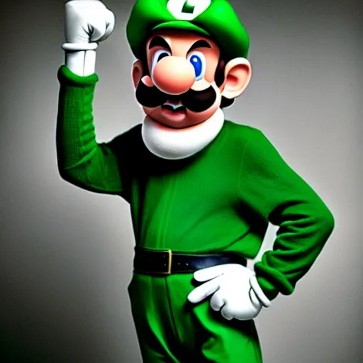 Image similar to uhd candid photo of hyperdetailed anthony fauci dressed as luigi. correct face, cinematic lighting, photo by annie leibowitz, and steve mccurry.