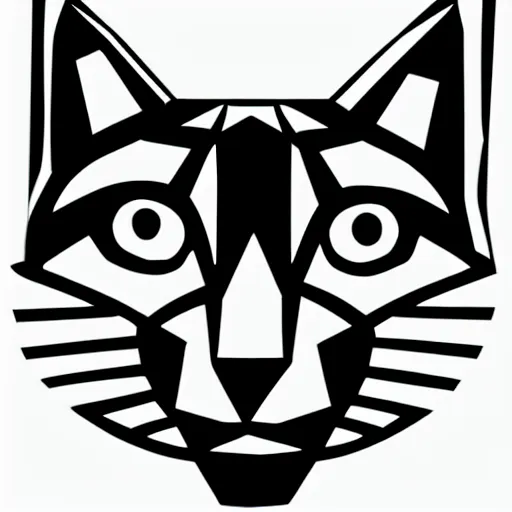 Image similar to geometric cat , black and white, white background , clipart