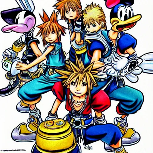 Image similar to Kingdom Hearts, illustration by Akira Toriyama, manga