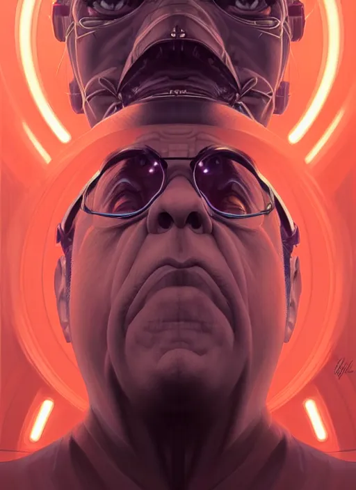 Prompt: symmetry!! portrait of danny devito, sci - fi, tech wear, glowing lights!! intricate, elegant, highly detailed, digital painting, artstation, concept art, smooth, sharp focus, illustration, art by artgerm and greg rutkowski and alphonse mucha